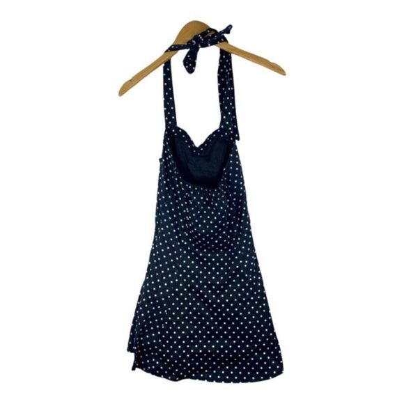 Hearts & Roses London Women's Black White Polka Dot Lined Mini Halter Dress UK 8 - Picture 2 of 12